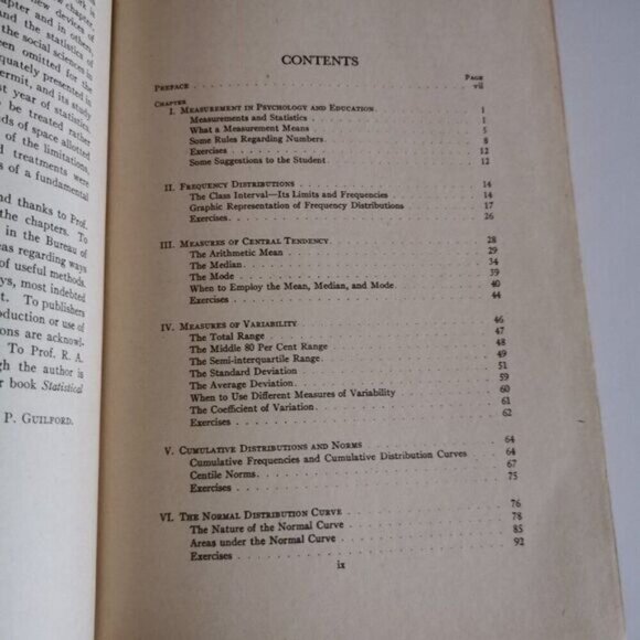 1942 Fundamental Statistics in Psychology & Education Book, Vintage Red Gilt Boo - Picture 4 of 7